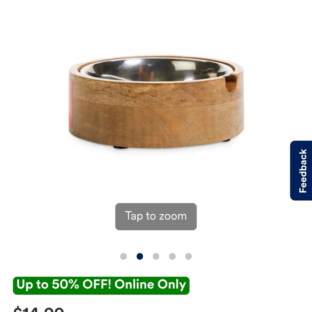 Freddy Wooden and Stainless Steel Pet Bowl